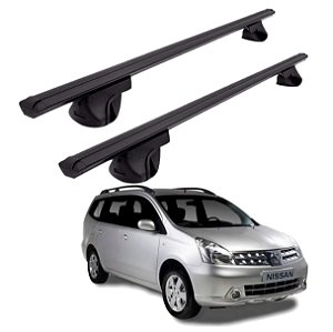 RACK P/ LONGARINAS ALPHA ALUMINIO 02 (1,16M) NISSAN GRAND LIVINA 2009 2010 2011 2012 - PRETO