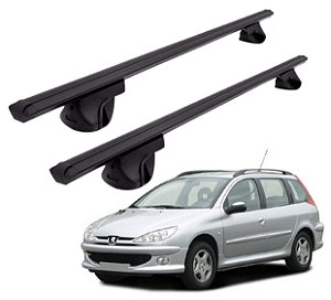 RACK P/ LONGARINAS ALPHA ALUMINIO 02 (1,16M) PEUGEOT 206 ESCAPADE 2006 2007 2008 - PRETO
