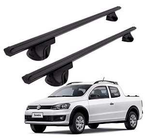 RACK P/ LONGARINAS ALPHA ALUMINIO 02 (1,16M) VW SAVEIRO 2010 2011 2012 2013 2014 2015 2016 2017 2018 2019 2020 2021 2022 2023 2024 2025 - PRETO