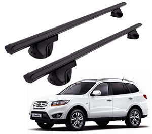 RACK P/ LONGARINAS ALPHA ALUMINIO 02 (1,16M) HYUNDAI SANTA FÉ 2001 2002 2003 2004 2005 2006 2007 2008 2009 2010 2011 2012 2013 - PRETO