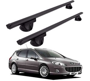 RACK P/ LONGARINAS ALPHA ALUMINIO 02 (1,16M) PEUGEOT 407 SW 2004 2005 2006 2007 2008 2009 - PRETO
