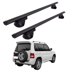 RACK P/ LONGARINAS ALPHA ALUMINIO 02 (1,16M) MITSUBISHI PAJERO IO 1999 2000 2001 2002 - PRETO