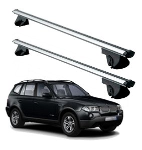 RACK P/ LONGARINAS ALPHA ALUMÍNIO 03 (1,26M) BMW X3 2003 2004 2005 2006 2007 2008 2009 - CINZA