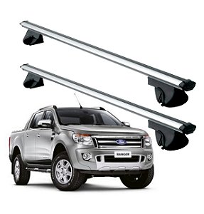 RACK P/ LONGARINAS ALPHA ALUMÍNIO 03 (1,26M) FORD RANGER CABINE DUPLA 2013 2014 2015 2016 2017 - CINZA