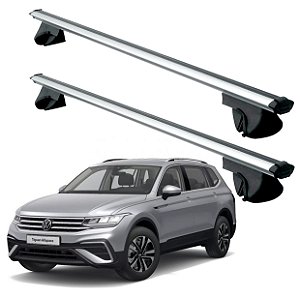 RACK P/ LONGARINAS ALPHA ALUMÍNIO 03 (1,26M) VW TIGUAN ALL SPACE 2018 2019 2020 2021 2022 2023 2024 - CINZA