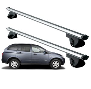 RACK P/ LONGARINAS ALPHA ALUMÍNIO 03 (1,26M) SSANGYONG KYRON 2002 2003 2004 2005 2006 2007 2008 2009 2010 2011 2012 - CINZA