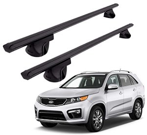 RACK P/ LONGARINAS ALPHA ALUMÍNIO 03 (1,26M) KIA SORENTO 2010 2011 2012 2013 2014 - PRETO