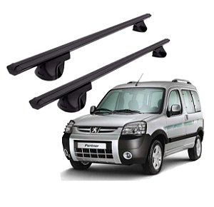RACK P/ LONGARINAS ALPHA ALUMÍNIO 03 (1,26M) PEUGEOT PARTNER 2010 2011 2012 2013 - PRETO