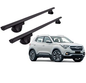 RACK P/ LONGARINAS ALPHA ALUMÍNIO 03 (1,26M) CHERY TIGGO 5X 2019 2020 2021 2022 2023 2024 2025 - PRETO