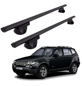 RACK P/ LONGARINAS ALPHA ALUMÍNIO 03 (1,26M) BMW X3 2003 2004 2005 2006 2007 2008 2009 - PRETO
