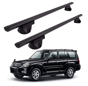 RACK P/ LONGARINAS ALPHA ALUMÍNIO 03 (1,26M) HYUNDAI TERRACAN 2001 2002 2003 2004 2005 2006 2007 - PRETO