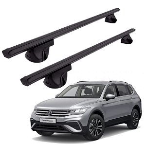 RACK P/ LONGARINAS ALPHA ALUMÍNIO 03 (1,26M) VW TIGUAN ALL SPACE 2018 2019 2020 2021 2022 2023 2024 - PRETO