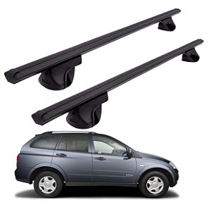 RACK P/ LONGARINAS ALPHA ALUMÍNIO 03 (1,26M) SSANGYONG KYRON 2002 2003 2004 2005 2006 2007 2008 2009 2010 2011 2012 - PRETO