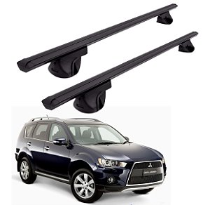 RACK P/ LONGARINAS ALPHA ALUMÍNIO 03 (1,26M) MITSUBISHI OUTLANDER 2003 2004 2005 2006 2007 2008 2009 2010 2011 2012 2013 - PRETO