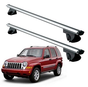 RACK P/ LONGARINAS ALPHA ALUMÍNIO 04 (1,36M) JEEP CHEROKEE SPORT 2002 2003 2004 2005 2006 2007 - CINZA