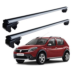 RACK P/ LONGARINAS SIGMA ALUMÍNIO 02 (1,16M) RENAULT SANDERO STEPWAY 2008 2009 2010 2011 2012 2013 2014 2015 2016 2017 2018 2019 2020 2021 2022 2023 2024 2025 - CINZA