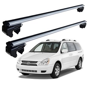 RACK P/ LONGARINAS SIGMA ALUMÍNIO 02 (1,16M) KIA CARNIVAL MPV 1998 1999 2000 2001 2002 2003 2004 2005 2006 2007 2008 2009 2010 2011 2012 2013 - CINZA