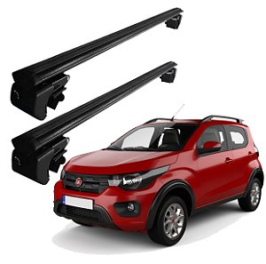 RACK P/ LONGARINAS SIGMA ALUMÍNIO 02 (1,16M) FIAT MOBI WAY 2017 2018 2019 - PRETO