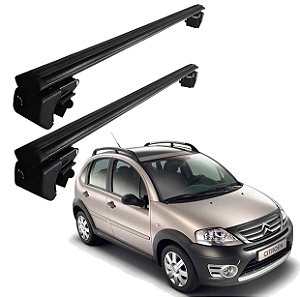 RACK P/ LONGARINAS SIGMA ALUMÍNIO 02 (1,16M) CITROEN C3 XTR 2007 2008 2009 2010 2011 2012 - PRETO
