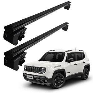 RACK P/ LONGARINAS SIGMA ALUMÍNIO 03 (1,26M) JEEP RENEGADE 2015 2016 2017 2018 2019 2020 2021 2022 2023 2024 2025 - PRETO