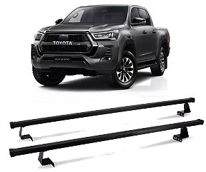 RACK CAÇAMBA AÇO (1,80M) TOYOTA HILUX 1995 1996 1997 1998 1999 2000 2001 2002 2003 2004 2005 2006 2007 2008 2009 2010 2011 2012 2013 2014 2015 2016 2017 2018 2019 2020 2021 2022 2023 (Precisa Furar) - PRETO
