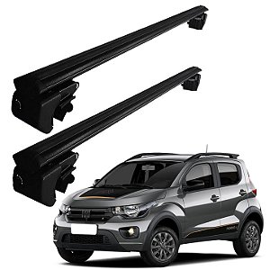 RACK P/ LONGARINAS SIGMA ALUMÍNIO 02 (1,16M) FIAT MOBI TREKKING 2021 2022 2025 2024 2025 2026 - PRETO