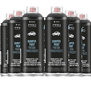 Kit 6x Tintas Spray Bumper Preta Texturizada 400ml PRO MTN