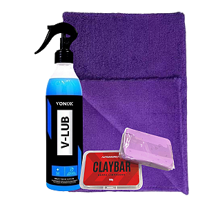 Kit Descontaminação Clay Bar V-Lub Toalha Vonixx Autoamerica