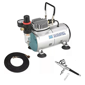 Kit Compressor Bivolt + Aerógrafo MP-1001 Wimpel