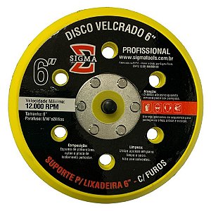 Disco Velcrado 6" c/ Furos Suporte Para Lixadeira Sigma