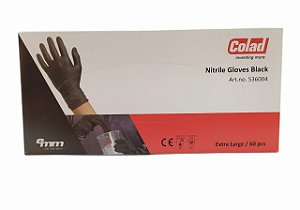 Luvas Preta de Nitrilo COLAD caixa com 60UNI. - TAM GG