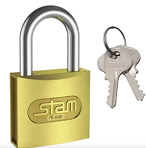 CADEADO STAM 40MM COM 2 CHAVES COR DOURADO