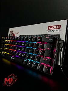 Teclado Mecânico Layout 60% Gamer Kalkan Loki, Rainbow, Switches YH Marrom, USB Tipo-C, Preto - KLK00015