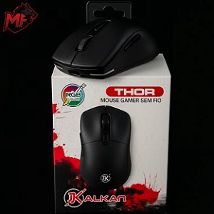 Mouse Gamer Sem Fio, Kalkan Thor, 10000 DPI, PAW 3311, RGb, Preto - KLK0001