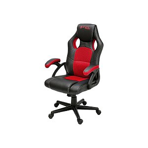 Cadeira De Escritório Gamer, Bright, Ergonômica, Estofado De Couro Sintético, Preta e Vermelha - 0602