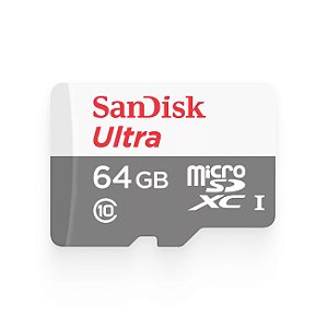 Cartão de Memória MicroSD 64GB, SanDisk Ultra UHS-I, com Adaptador 100MB/s - Classe 10 - SDSQUNR-064G-GN3MA