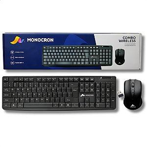 Combo 2X1 (Teclado+Mouse) Sem Fio, Monocron, Wireless, 2.4GHz, Preto - MN5239/MN4W310