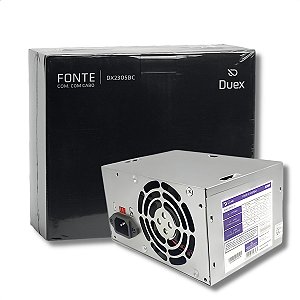 Fonte ATX 230W, Duex, Bivolt Manual, Com Cabo De Energia, 24 Pinos, Prata - DX230SEBC