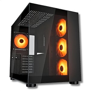 Gabinete Gamer Aquário Com 4 Fans ARGB, Cougar FV150 RGB, ATX/Micro-ATX/Mini-ITX, Vidro Temperado, Preto - 385KA10.0001