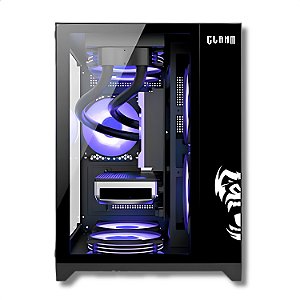 Gabinete Gamer Aquário Com 5 FANS RGB, Clanm Grodd Night, Micro-ATX/ITX, Vidro Temperado, Preto
