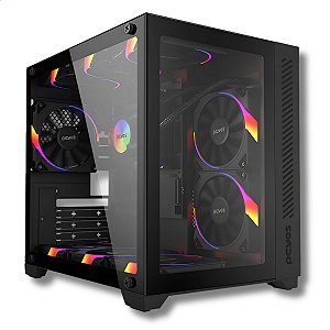 Gabinete Gamer Aquário, PCYes FORCEFIELD, Micro-ATX/Mini-ITX, Vidro Temperado, Preto - GFFBVP