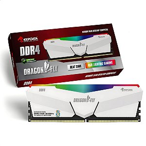 Memória RAM Gamer Para Desktop DDR4, 8GB, 3600MHz, Keepdata Dragonfly, RGB, Com Dissipador, CL18, Branco - KDHRGB36C18W/