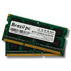 Memória RAM Para Notebook DDR3, 8GB, 1333MHz, Brazil PC, CL9, Verde, OEM - BPC1333D3LCL9S/8G