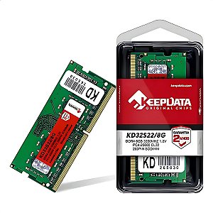 Memória RAM Para Notebook DDR4, 8GB, 3200MHz, Keepdata, CL22, Verde - KD32S22/8G