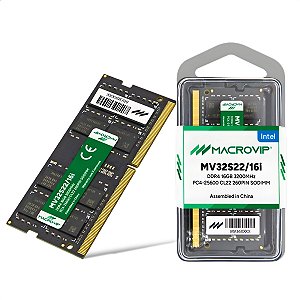 Memória RAM Para Notebook DDR4, Cap 16GB, 3200MHz, Macrovip, CL22, Preta - MV32S22/16I