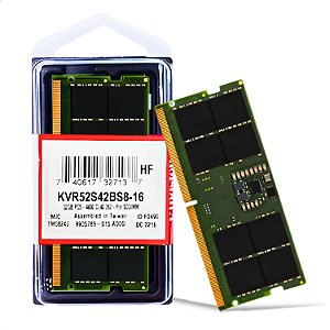Memória RAM Para Notebook DDR5, Cap 16GB, 5200MHz, Kin, CL42, Preto