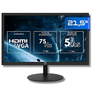 Monitor 21.5" HD, Brazil PC, 75Hz, 5ms, VGA e HDMI, VESA, Preto - 22WR-75