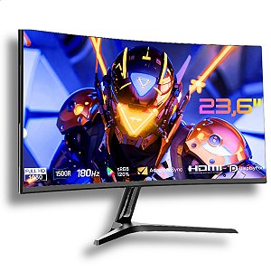 Monitor Curvo Gamer 23.6" FULLHD, Bluecase ARCUS, 180Hz, 1ms, 1500R, sRGB 120%, DP e HDMI, VESA, Preto - BM24FFD3GC