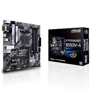 Placa-Mãe B550M-A, ASUS Prime, AMD AM4, mATX, DDR4, Aura Sync RGB, Preto - 90MB14I0-M0EAY0