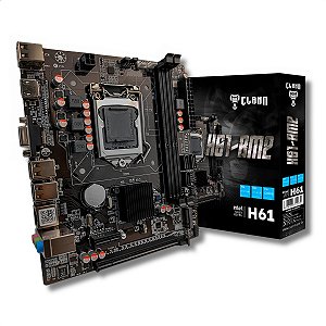 Placa-Mãe H61, Clanm, Intel LGA1155, mATX, DDR3, M.2, NVMe, Gigalan, Preto - H61-BM2